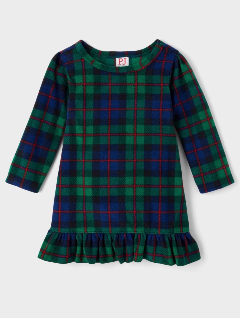 PJ place Green, Blue & Red Plaid Ruffle-Hem Dress